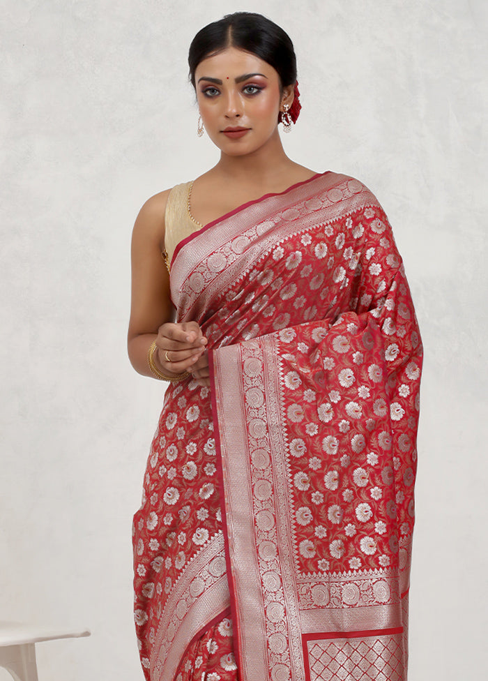 Pink Uppada Silk Saree Without Blouse Piece - Indian Silk House Agencies