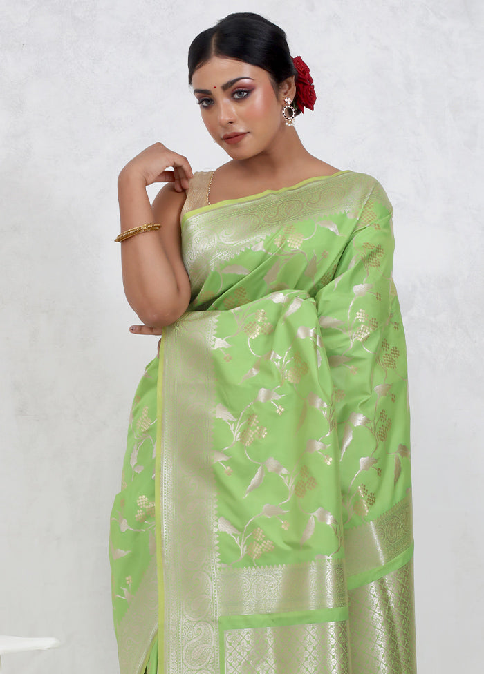 Green Uppada Silk Saree Without Blouse Piece
