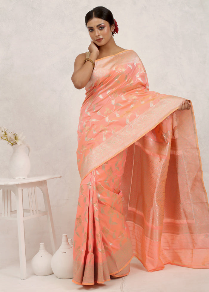 Pink Uppada Silk Saree Without Blouse Piece - Indian Silk House Agencies