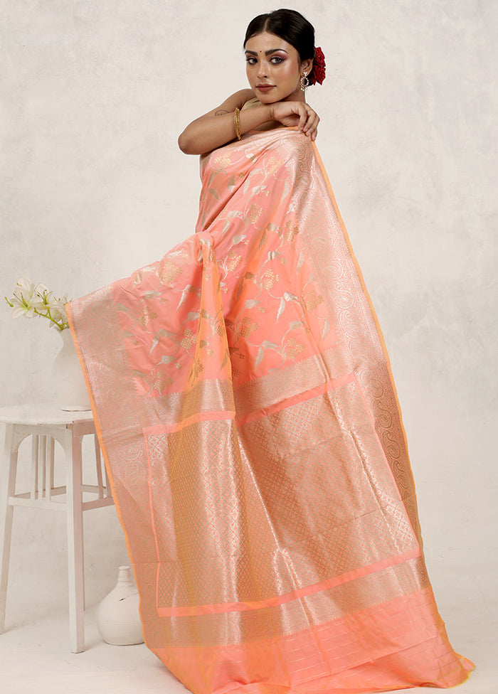 Pink Uppada Silk Saree Without Blouse Piece - Indian Silk House Agencies