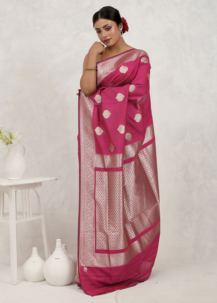Pink Uppada Silk Saree Without Blouse Piece