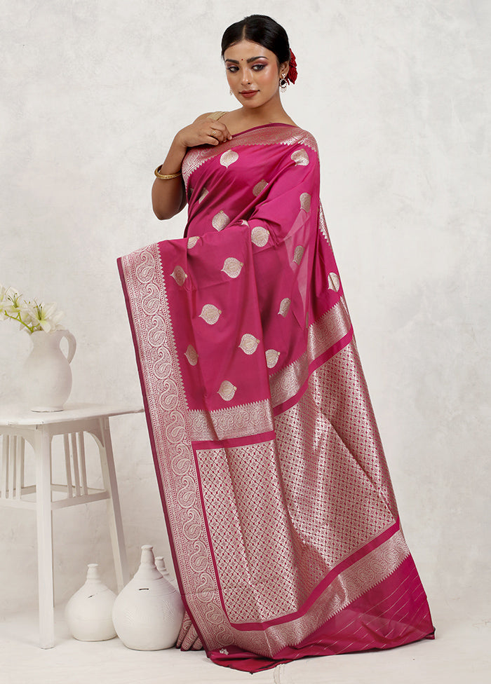 Pink Uppada Silk Saree Without Blouse Piece - Indian Silk House Agencies