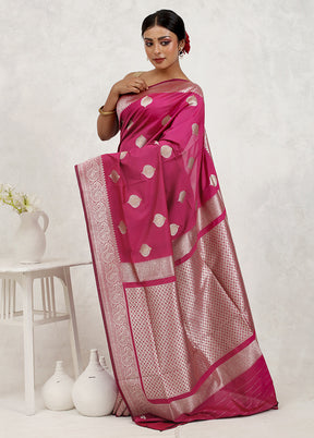 Pink Uppada Silk Saree Without Blouse Piece - Indian Silk House Agencies