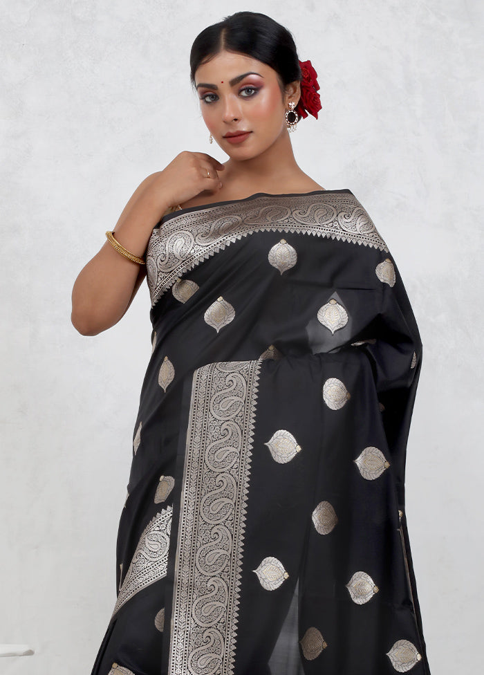 Black Uppada Silk Saree Without Blouse Piece
