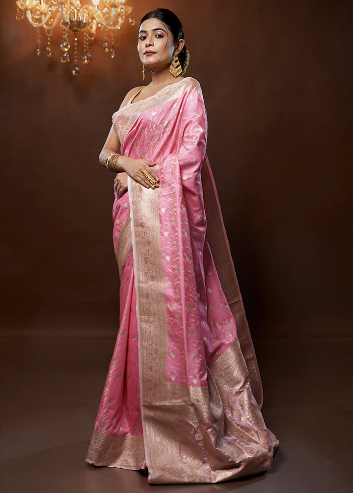 Pink Tanchoi Silk Saree With Blouse Piece