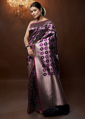 Purple Tanchoi Silk Saree With Blouse Piece