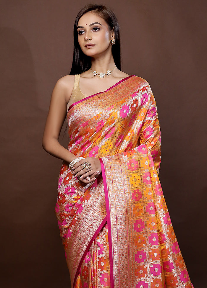 Yellow Tanchoi Banarasi Silk Saree With Blouse Piece