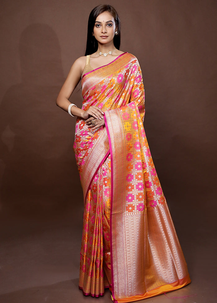 Yellow Tanchoi Banarasi Silk Saree With Blouse Piece