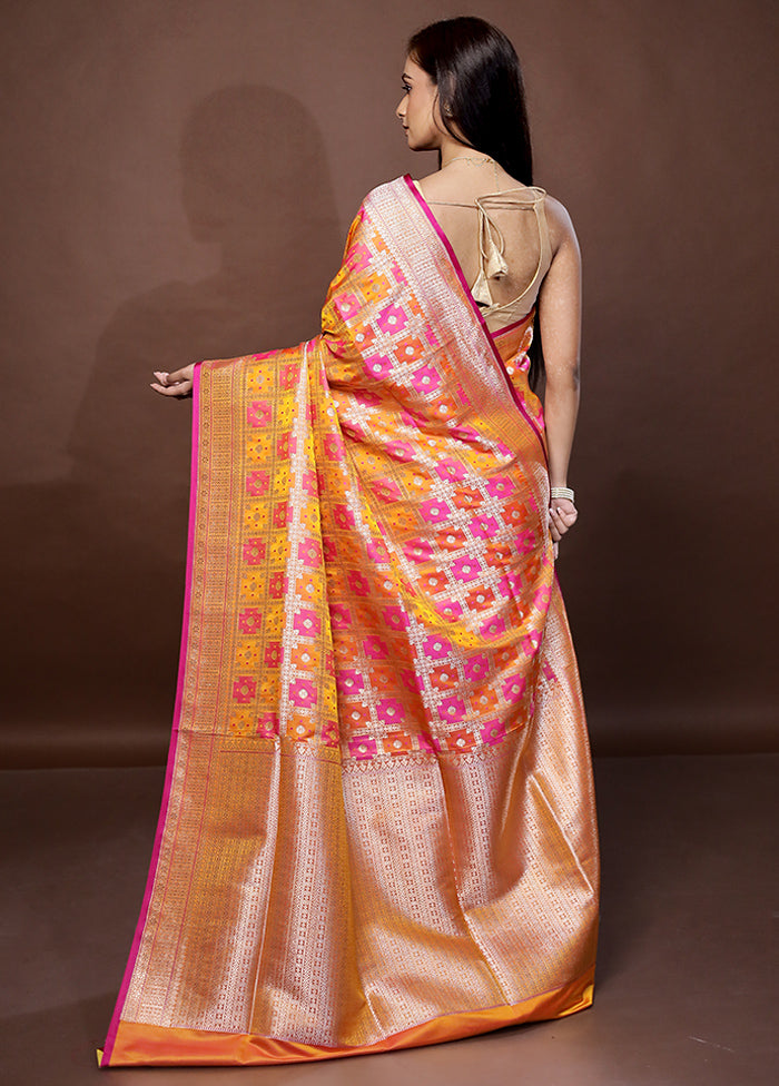 Yellow Tanchoi Banarasi Silk Saree With Blouse Piece
