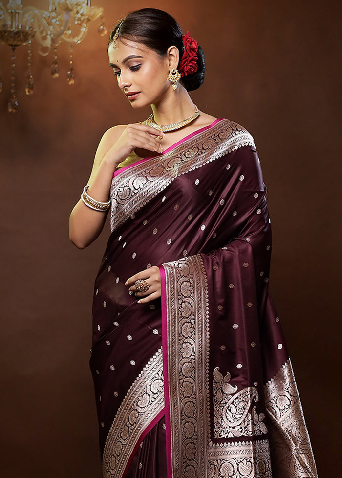 Purple Banarasi Silk Saree With Blouse Piece - Indian Silk House Agencies