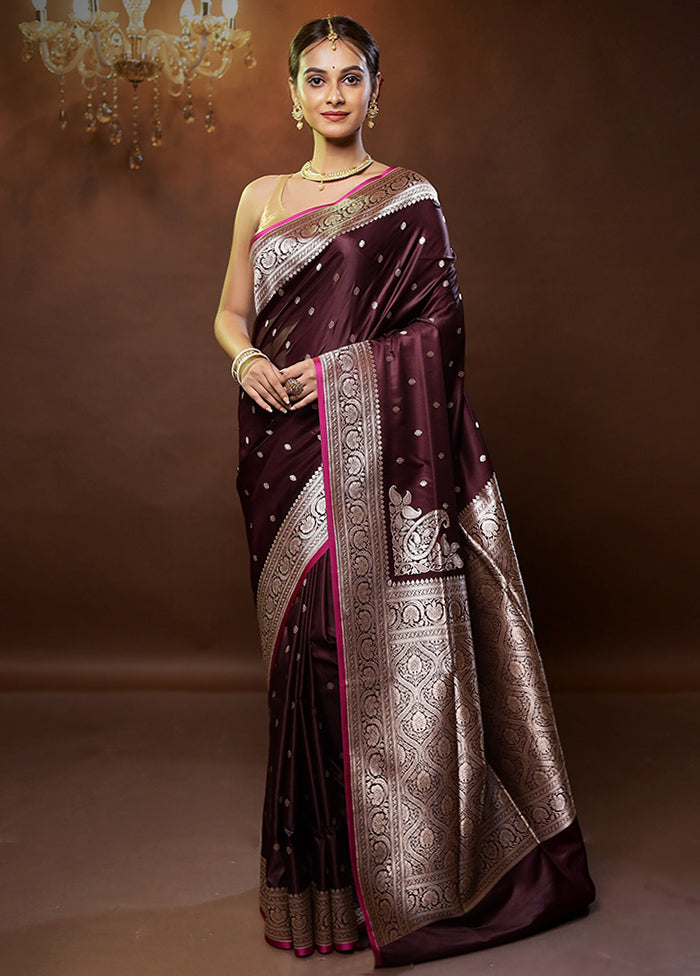 Purple Banarasi Silk Saree With Blouse Piece - Indian Silk House Agencies