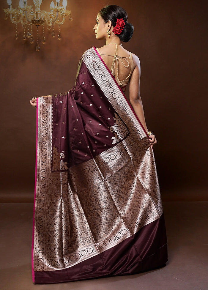 Purple Banarasi Silk Saree With Blouse Piece - Indian Silk House Agencies