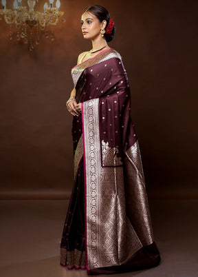 Purple Banarasi Silk Saree With Blouse Piece - Indian Silk House Agencies