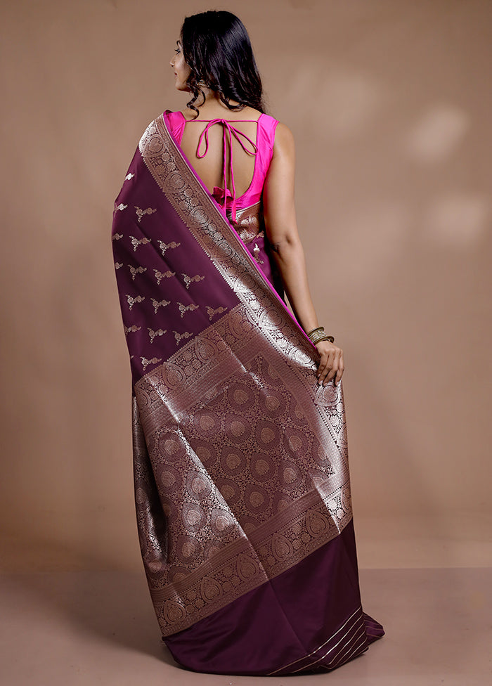 Purple Banarasi Silk Saree With Blouse Piece - Indian Silk House Agencies