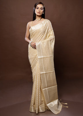 Cream Cotton Saree With Blouse Piece - Indian Silk House Agencies