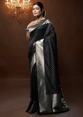 Black Uppada Silk Saree With Blouse Piece