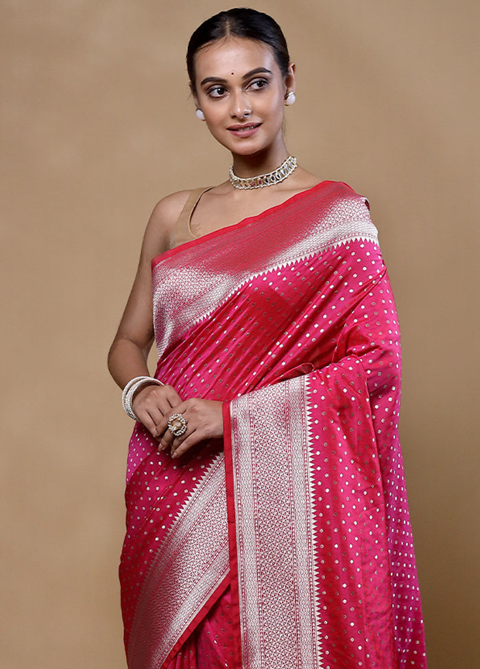 Pink Uppada Silk Saree With Blouse Piece