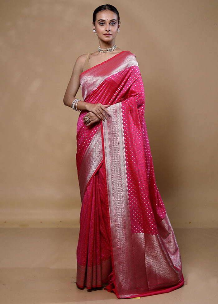 Pink Uppada Silk Saree With Blouse Piece