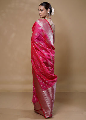 Pink Uppada Silk Saree With Blouse Piece