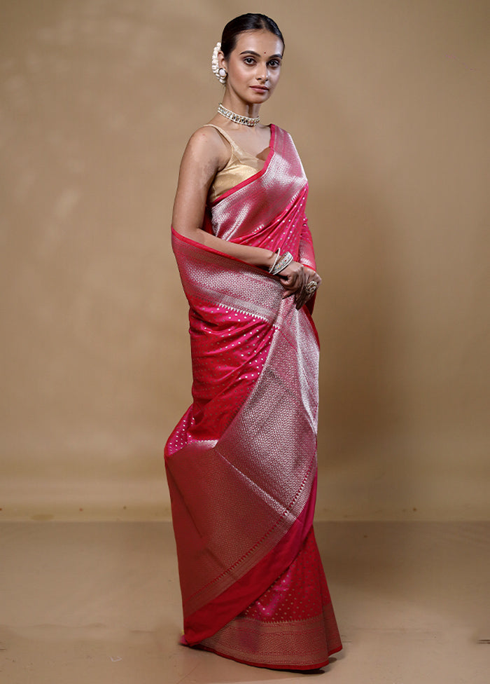 Pink Uppada Silk Saree With Blouse Piece