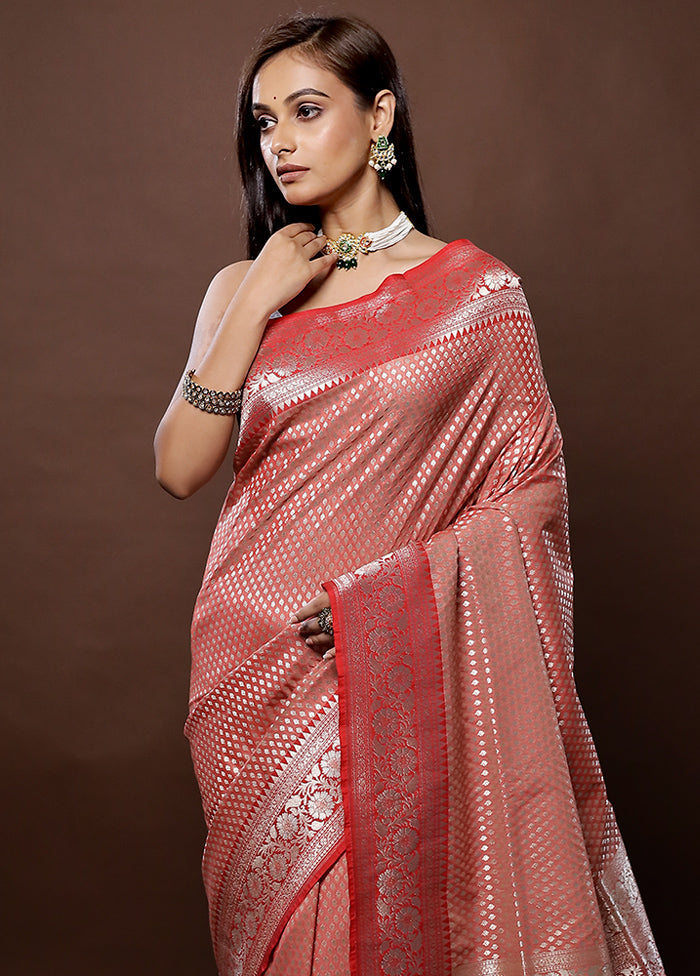 Peach Uppada Silk Saree With Blouse Piece - Indian Silk House Agencies