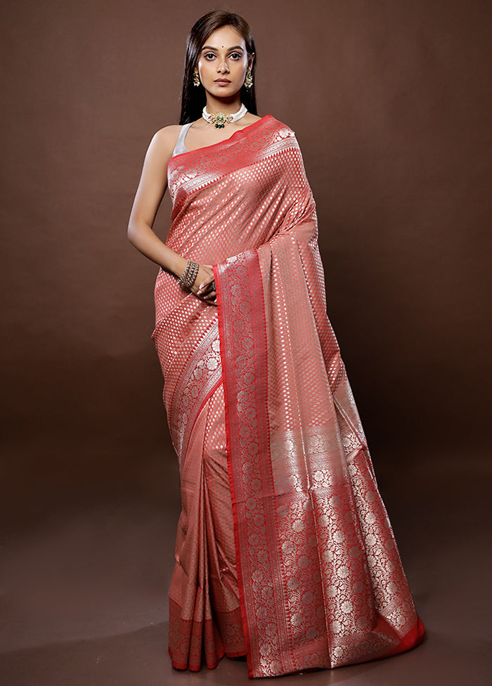 Peach Uppada Silk Saree With Blouse Piece - Indian Silk House Agencies