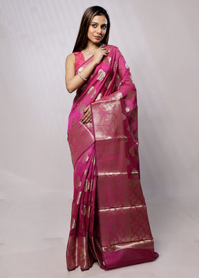 Pink Kora Silk Saree With Blouse Piece - Indian Silk House Agencies