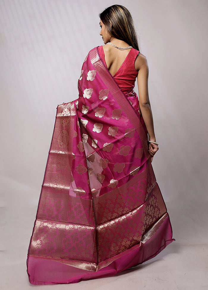 Pink Kora Silk Saree With Blouse Piece - Indian Silk House Agencies