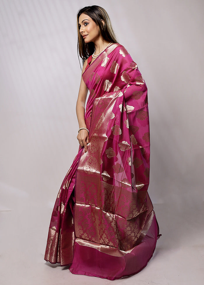 Pink Kora Silk Saree With Blouse Piece - Indian Silk House Agencies