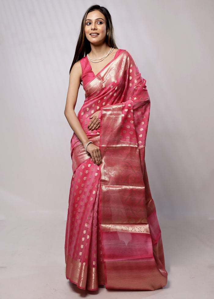 Pink Kora Silk Saree With Blouse Piece - Indian Silk House Agencies