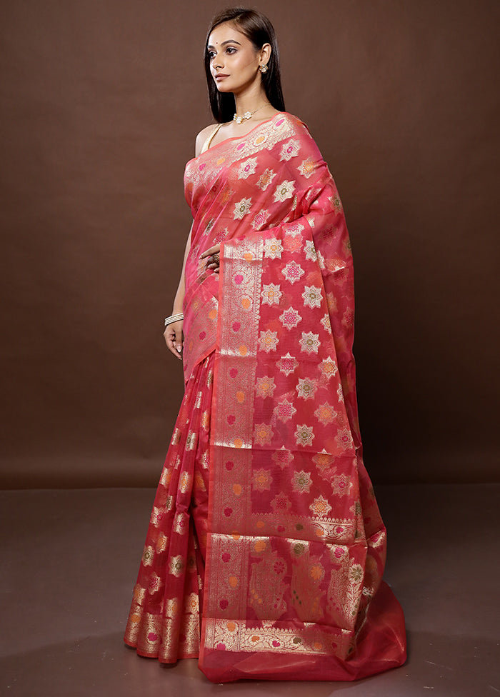 Pink Kota Cotton Saree With Blouse Piece