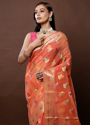 Orange Kota Cotton Saree With Blouse Piece - Indian Silk House Agencies