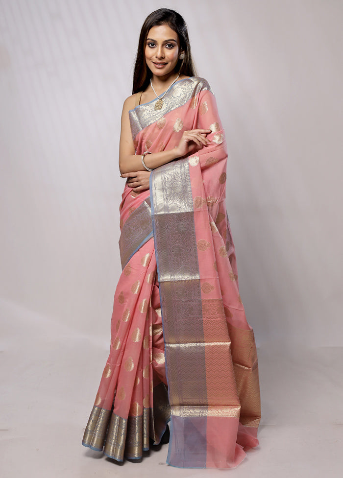 Pink Kora Silk Saree With Blouse Piece - Indian Silk House Agencies