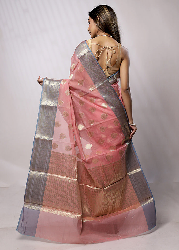 Pink Kora Silk Saree With Blouse Piece