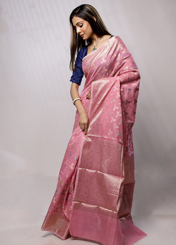 Pink Kora Silk Saree With Blouse Piece - Indian Silk House Agencies