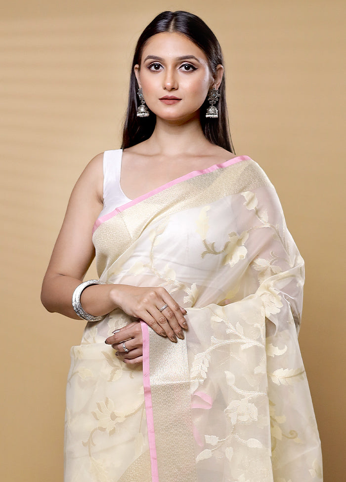 White Organza Saree With Blouse Piece