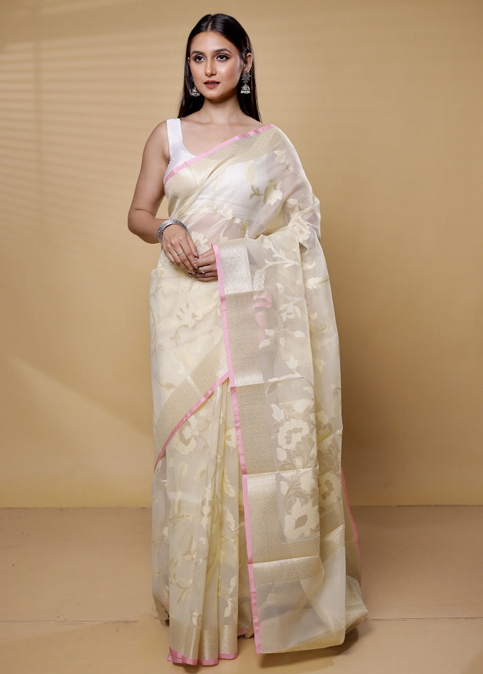 White Organza Saree With Blouse Piece