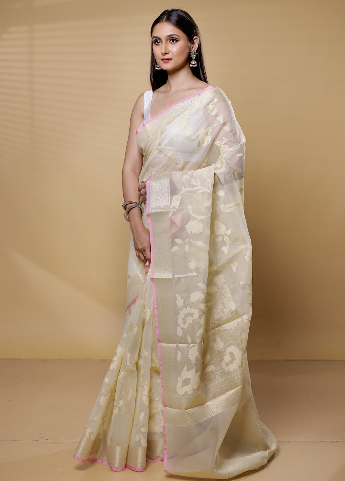 White Organza Saree With Blouse Piece