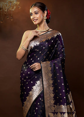 Purple Banarasi Silk Saree With Blouse Piece - Indian Silk House Agencies