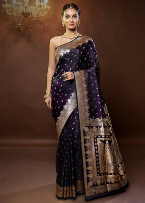 Purple Banarasi Silk Saree With Blouse Piece - Indian Silk House Agencies