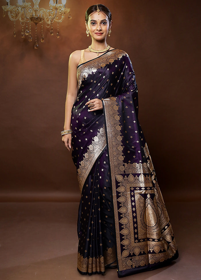 Purple Banarasi Silk Saree With Blouse Piece - Indian Silk House Agencies