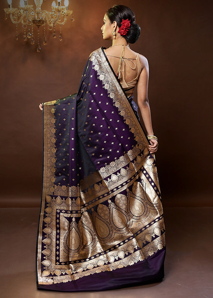 Purple Banarasi Silk Saree With Blouse Piece - Indian Silk House Agencies