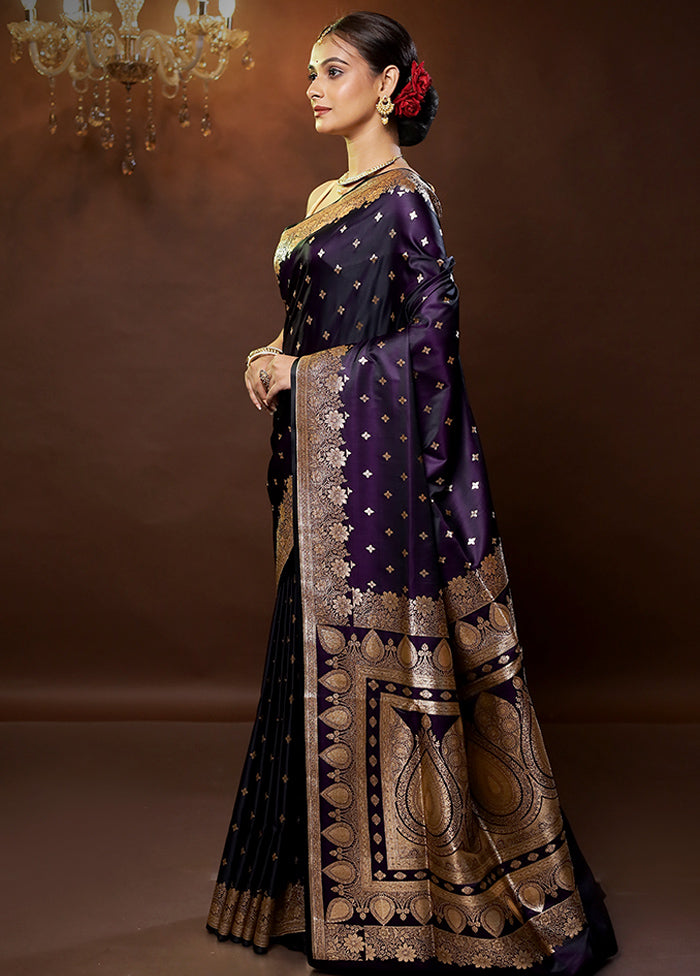 Purple Banarasi Silk Saree With Blouse Piece - Indian Silk House Agencies