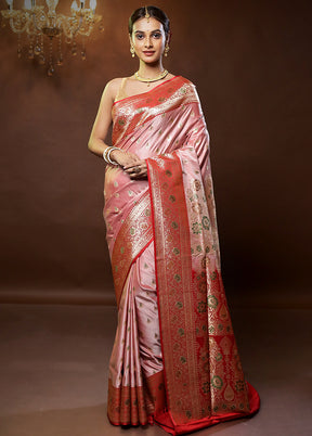 Pink Banarasi Silk Saree With Blouse Piece - Indian Silk House Agencies