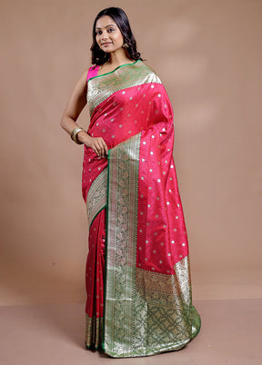 Pink Tanchoi Banarasi Silk Saree With Blouse Piece