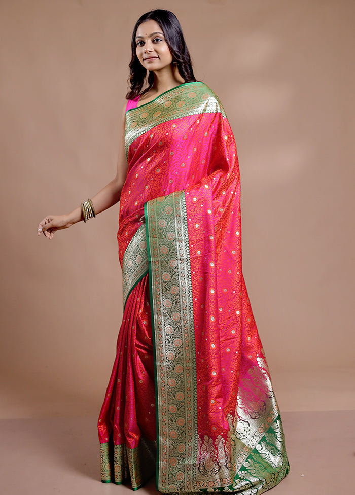 Pink Tanchoi Banarasi Silk Saree With Blouse Piece - Indian Silk House Agencies