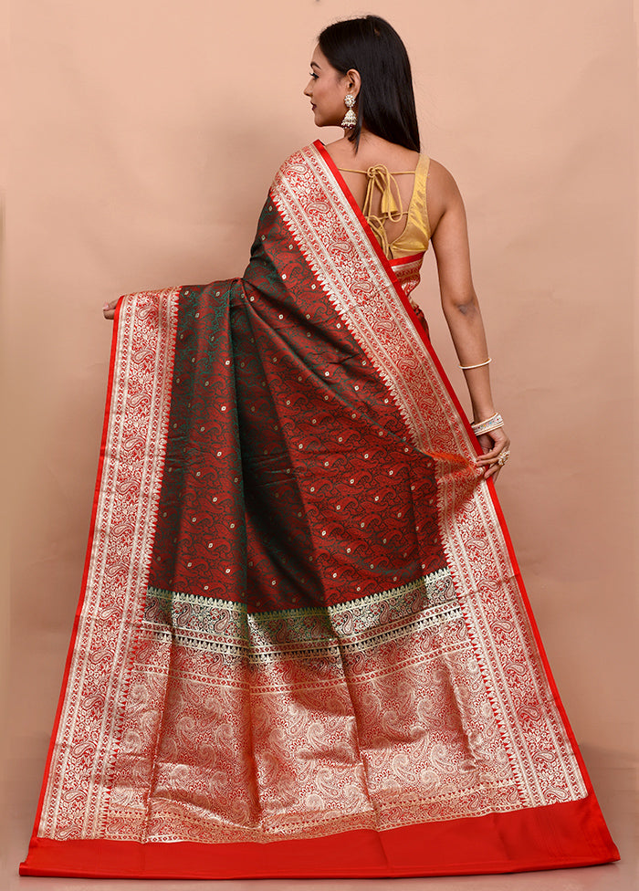 Maroon Tanchoi Banarasi Silk Saree With Blouse Piece