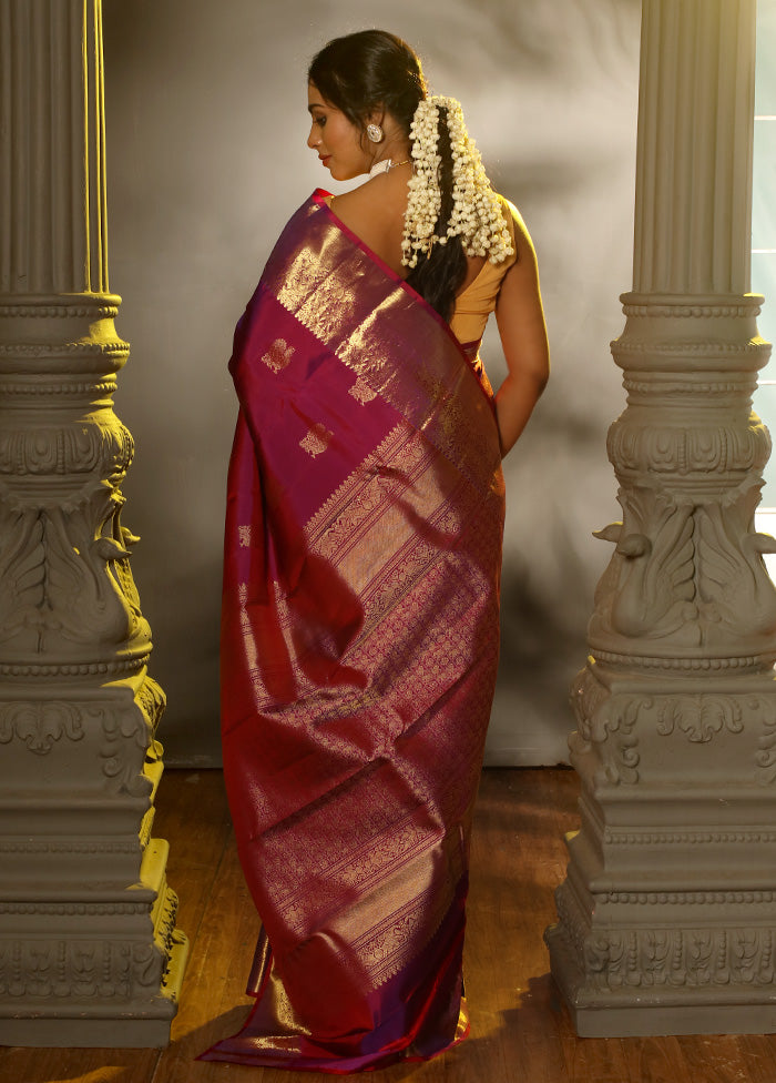 Purple Pure Dharmavaram Kanchipuram Silk Saree With Blouse Piece