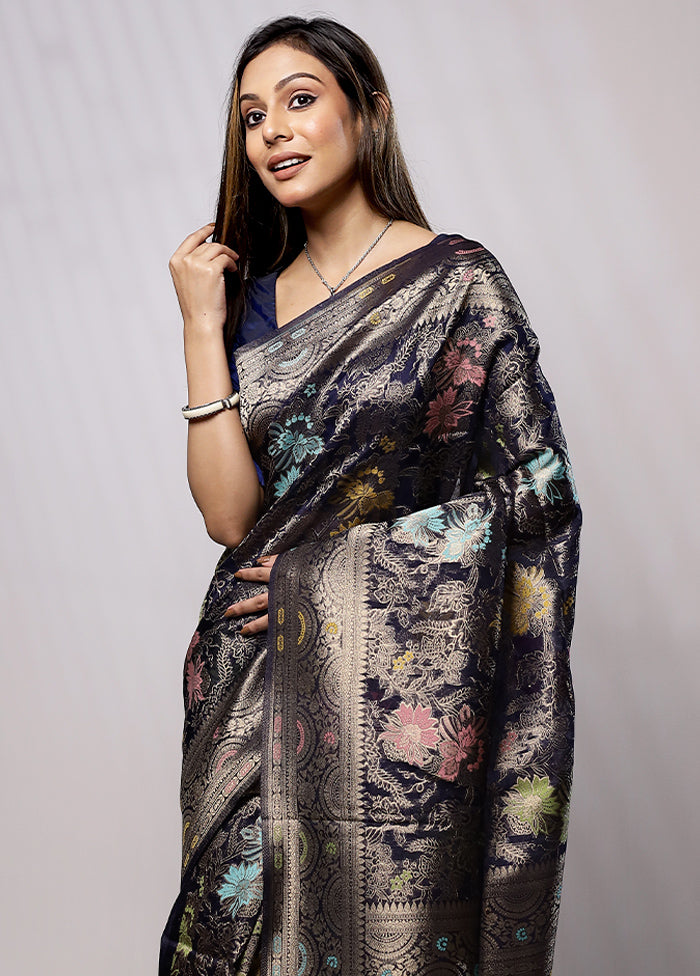 Black Organza Saree With Blouse Piece - Indian Silk House Agencies