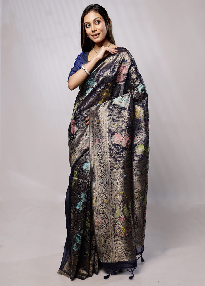 Black Organza Saree With Blouse Piece - Indian Silk House Agencies